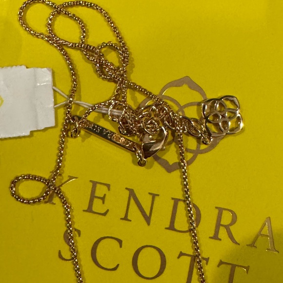 ‘Vintage’ Kendra Scott Leanor Bar Necklace Red Maroon Jade 14k Rose Gold - Picture 6 of 11